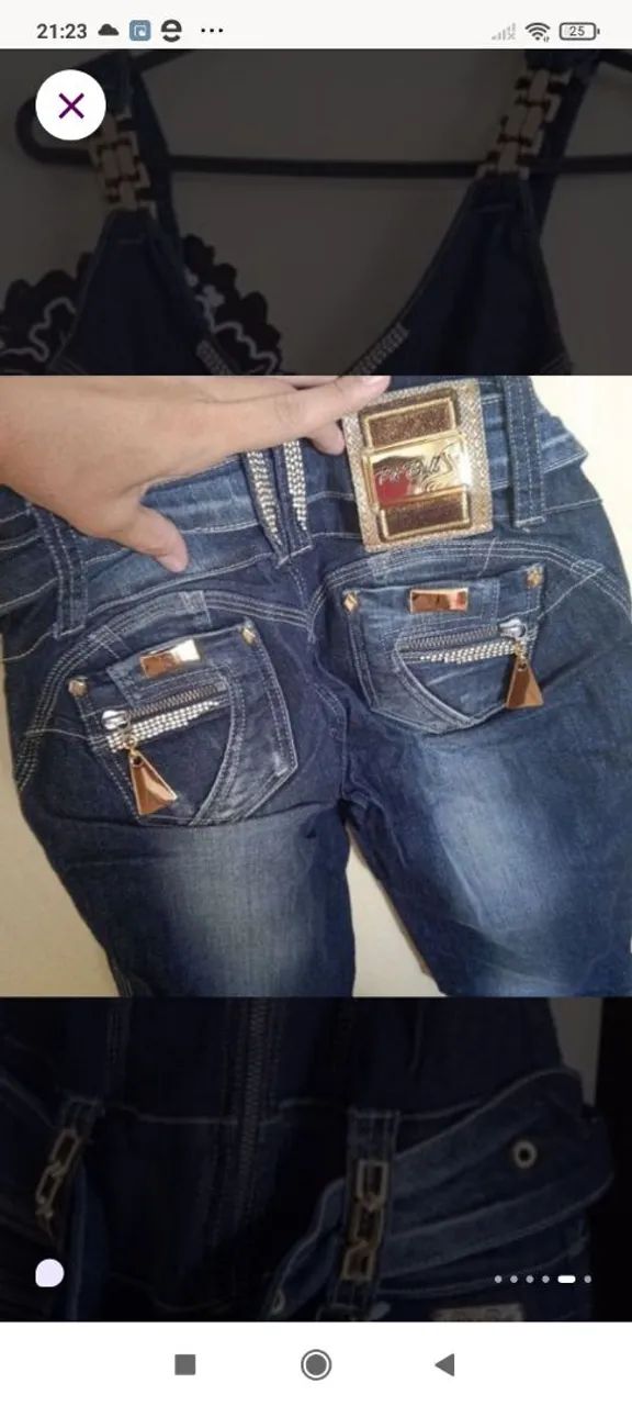 Vestido jeans com detalhes e zíper frontal - Foto 5