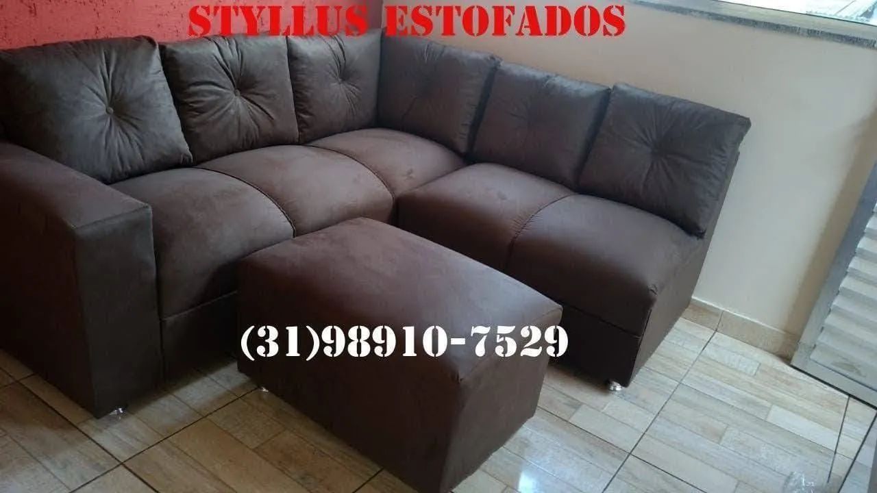 Sofá de Canto em Suede  