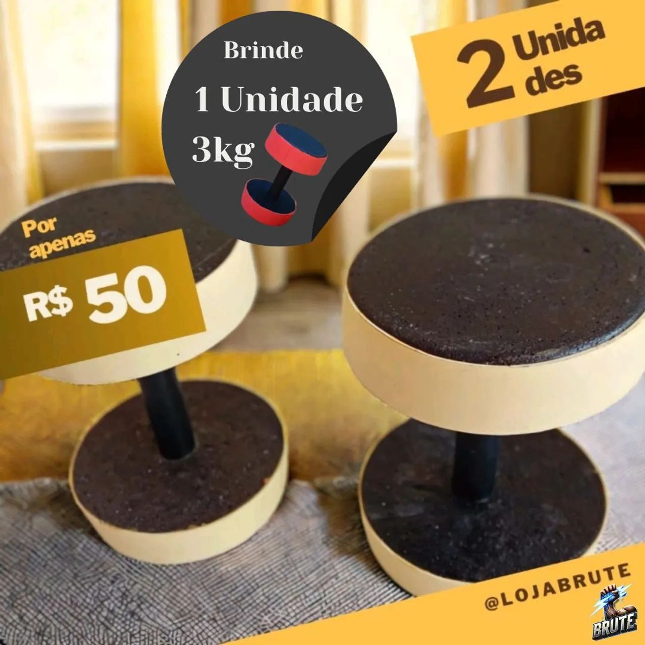Par de Halteres de CONCRETO de 5kg - Novos com revestimento em EVA.