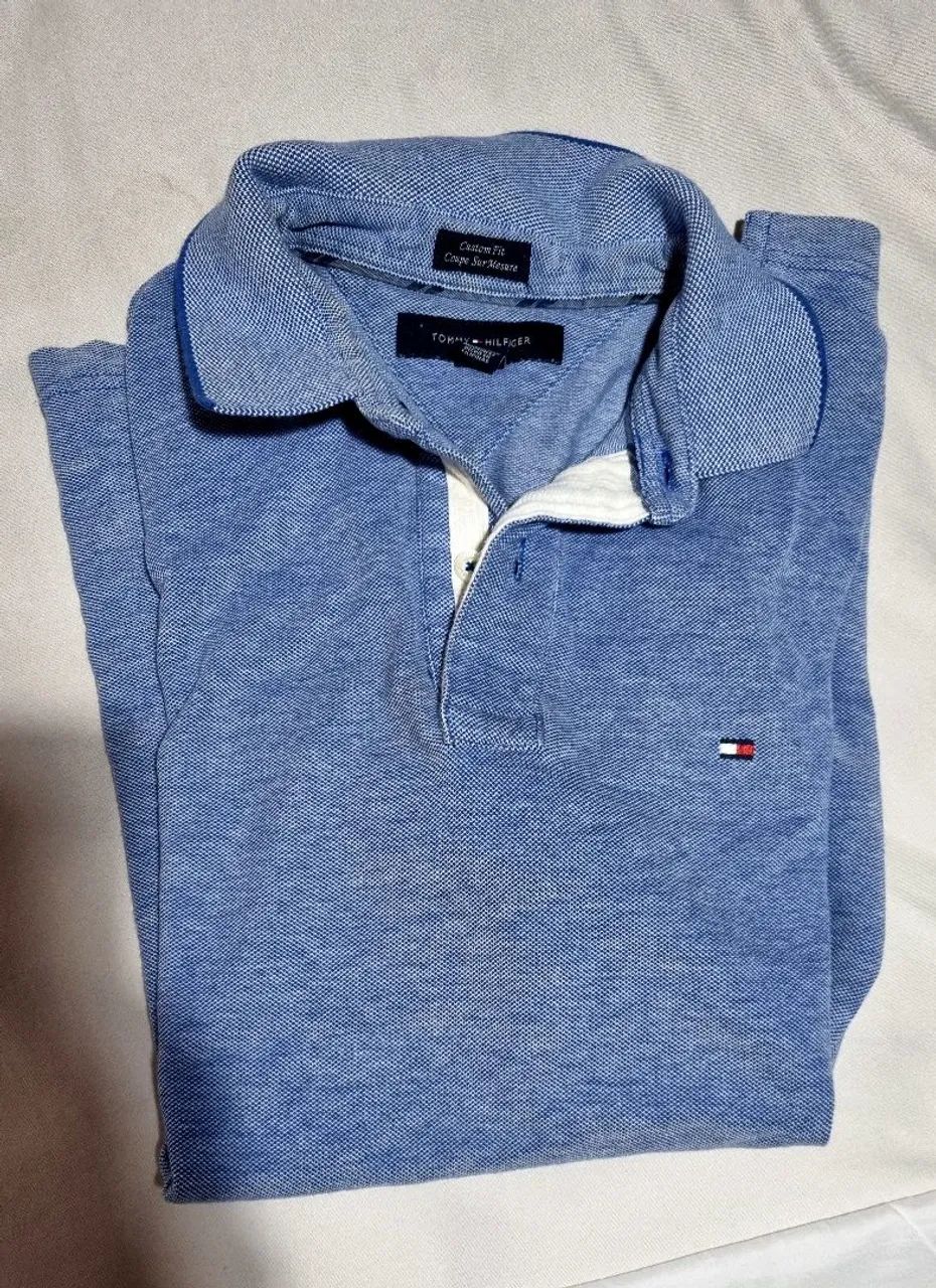 Camisa Polo Tommy Hilfiger Azul Custom Fit