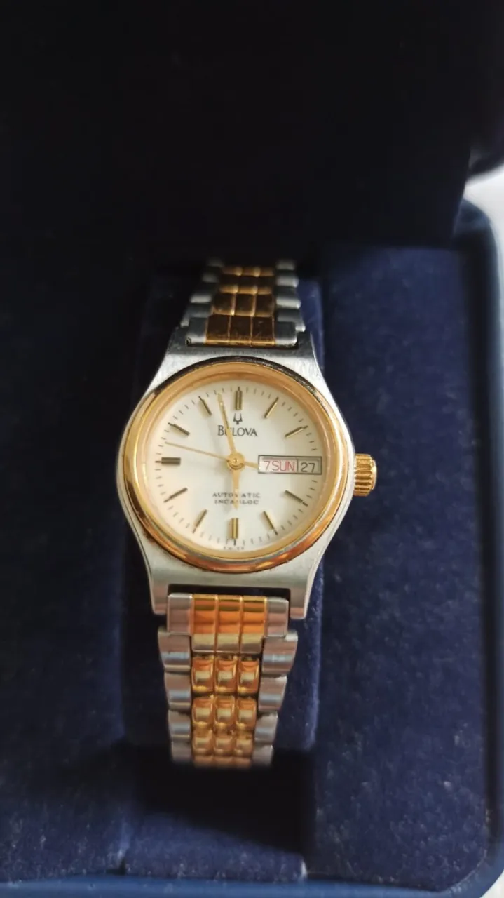 relógio bulova automático bicolor com caixa original vintage raro