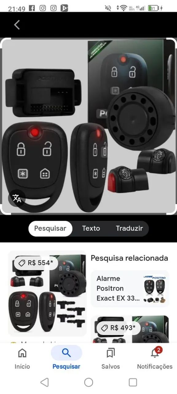 Instalaçao de som e acessórios a domicílio Alarme Positron EX 33 - Novo