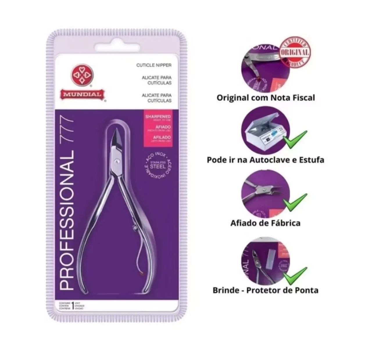 Alicate para cutículas Mundial Profissional 777 - Foto 3