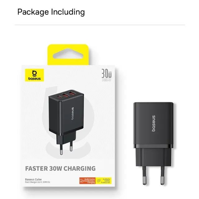 Carregador Baseus 30W PD Carregador Rápido Tipo-c & 2 Usb Compact - Foto 6