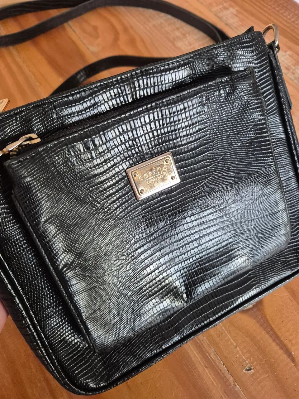 bolsa transversal corello couro preta - Foto 2