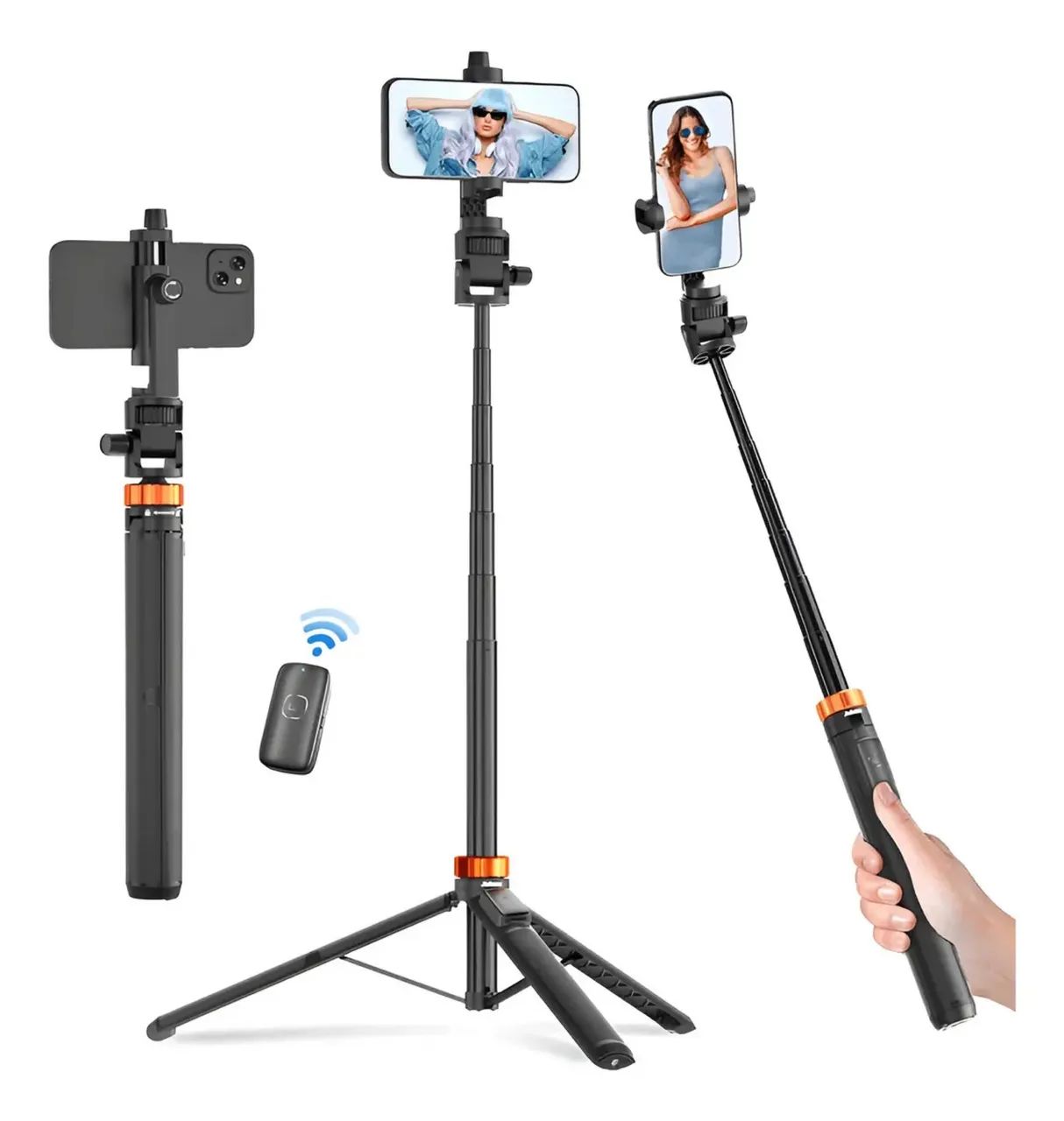 Bastão Selfie Mini Tripé Kingjoy M080 Celular Preto 177cm Bluetooth - Foto 5