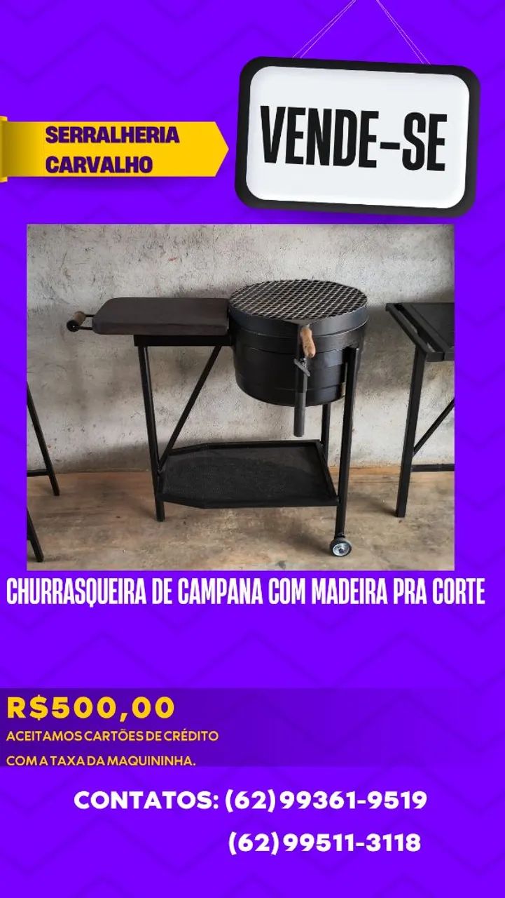 Churrasqueiras, lixeiras, discos de arado e serviços de serralheria.