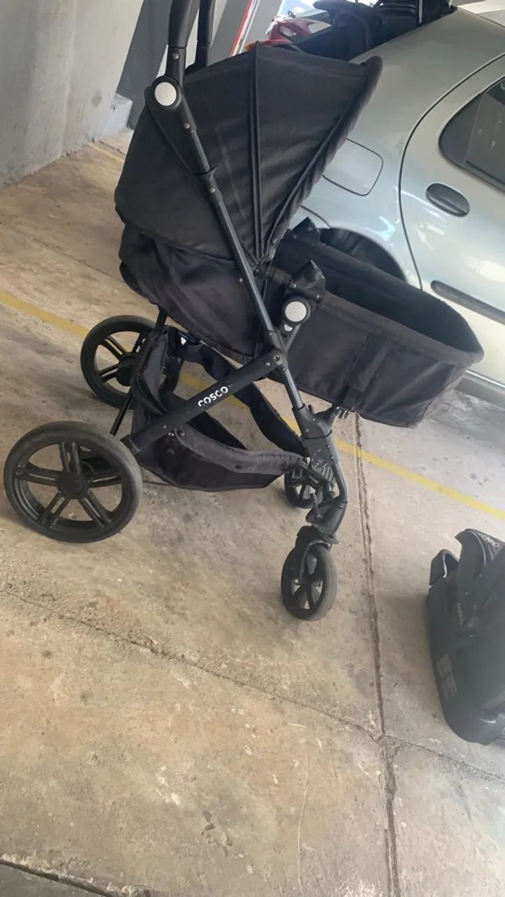 Carrinho de Bebê Cosco Completo + Bebê Conforto + Base de Fixação - Foto 3