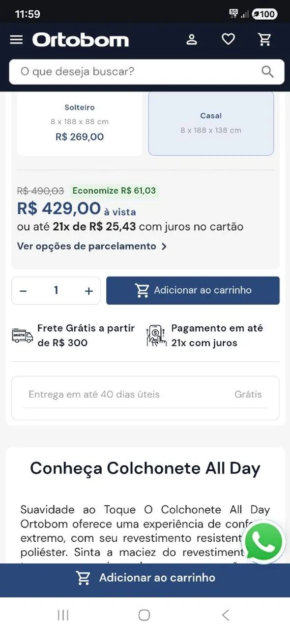 Colchonete casal orthobom - Foto 3
