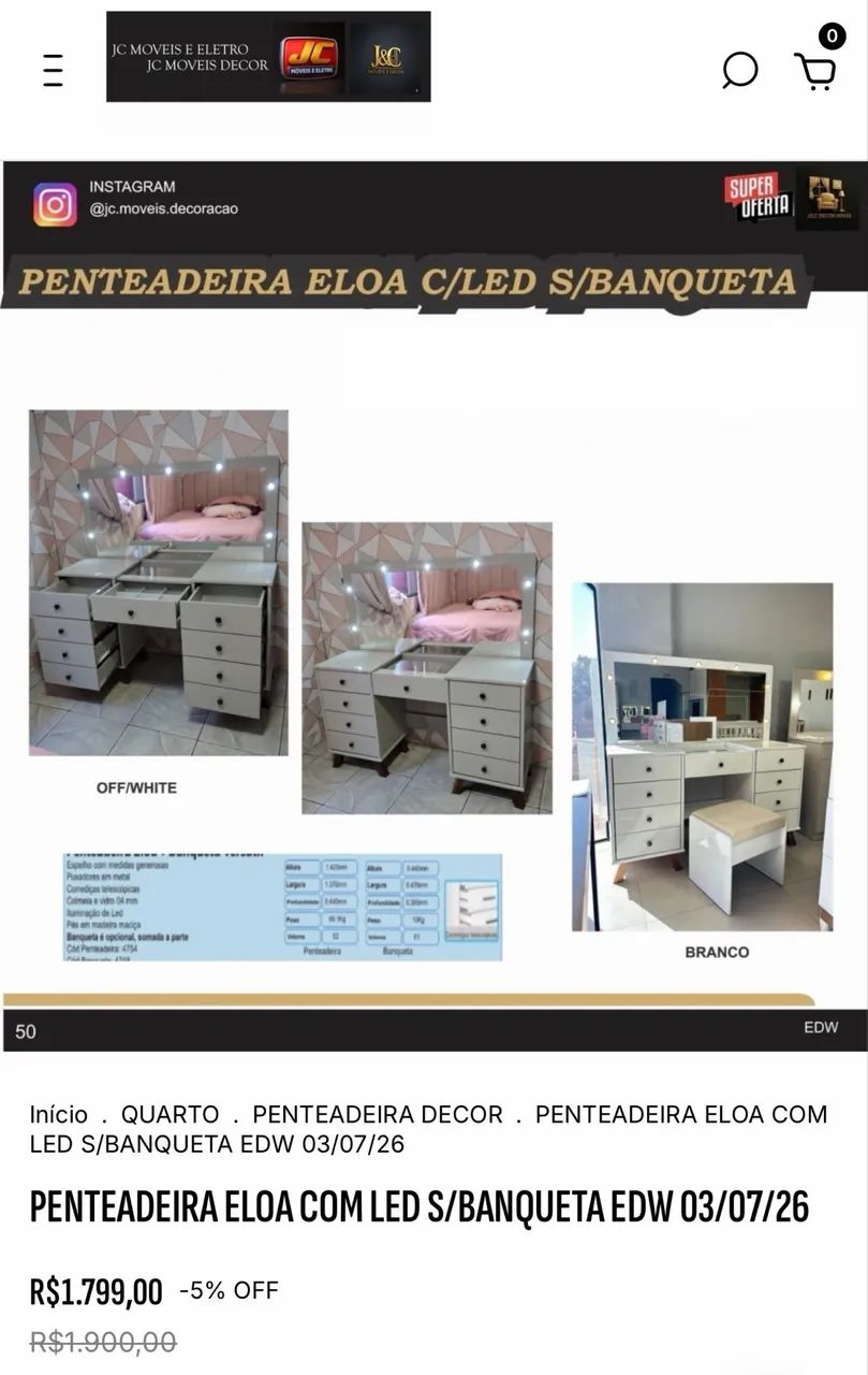 PENTEADEIRA ELOA COM LED - Foto 5