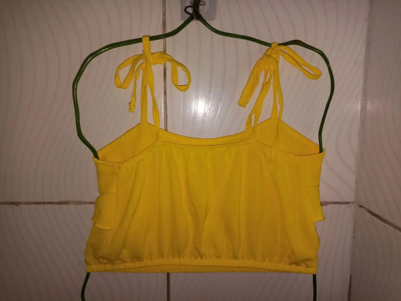  Cropped Alças Finas Amarela Feminino M - Foto 4