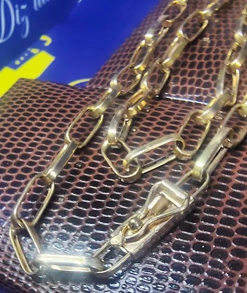 Cordão Barquert Masculino Ouro 18 Kilates Peso 11.11 Gramas 5 mm 60 Cm Fecho Gaveta Oco    - Foto 3