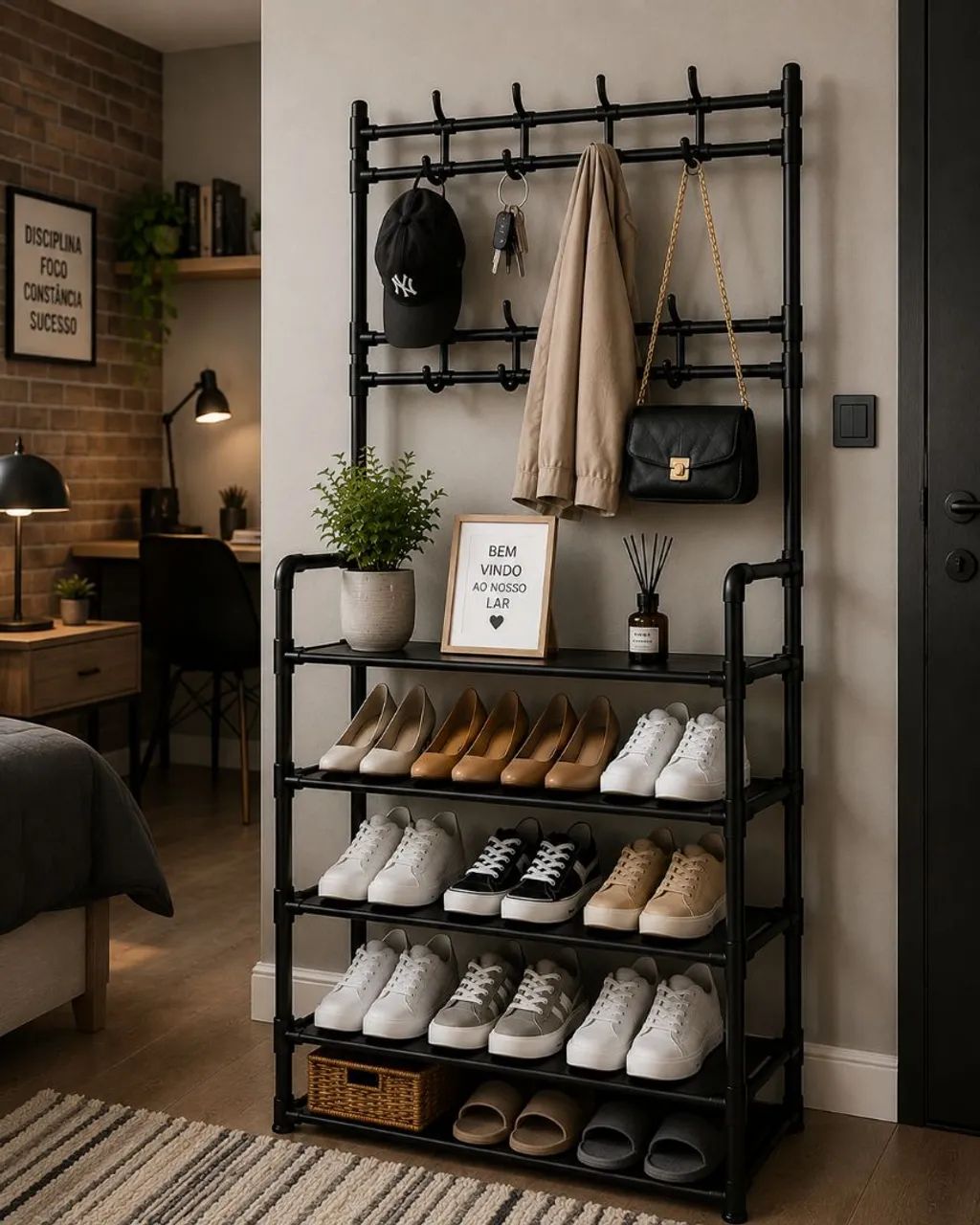 Sapateira com Cabideiro Multifuncional Ideal para Quarto, Entrada e Closet - Foto 2