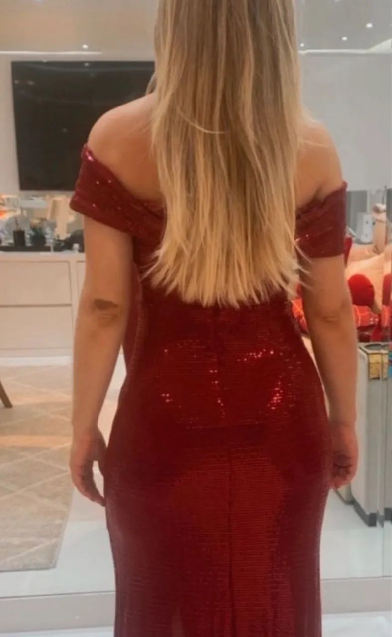 Vestido longo vinho parte molhado  - Foto 2