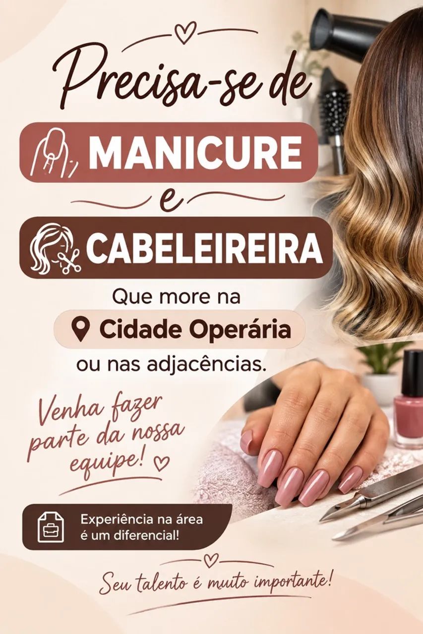 Precisa-se de cabeleireira e manicure 