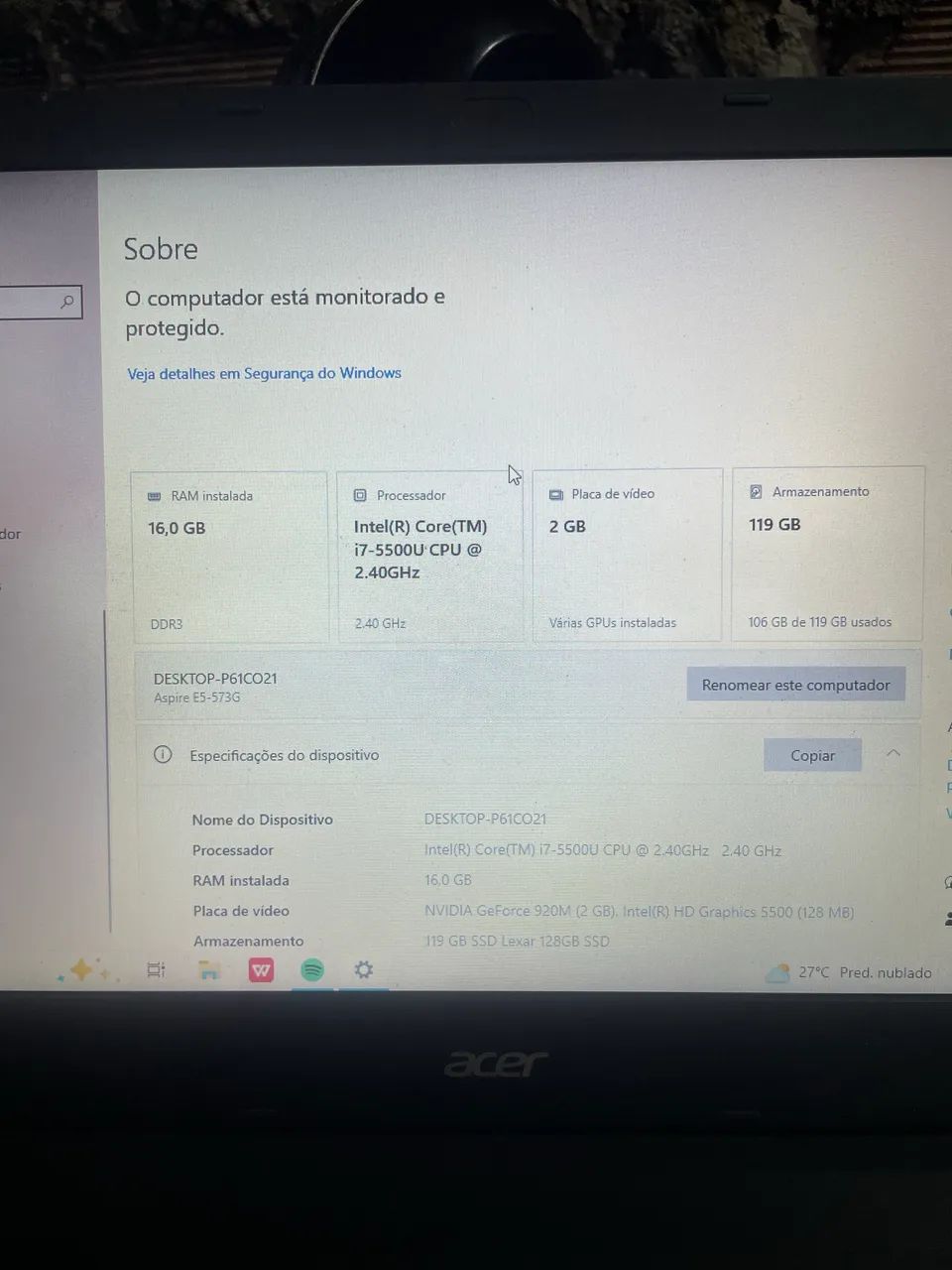 Notebook acer i7  - Foto 3