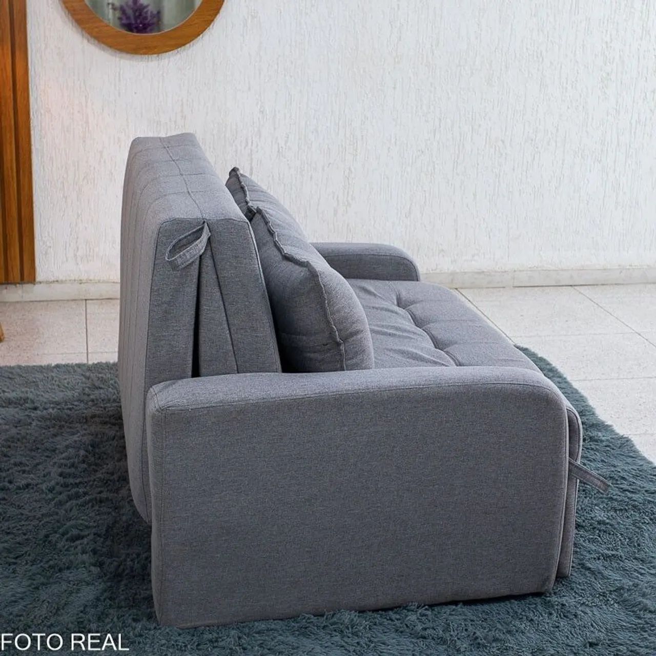 Sofá Cama Casal Linho Cinza 1.37m Larg - Foto 3