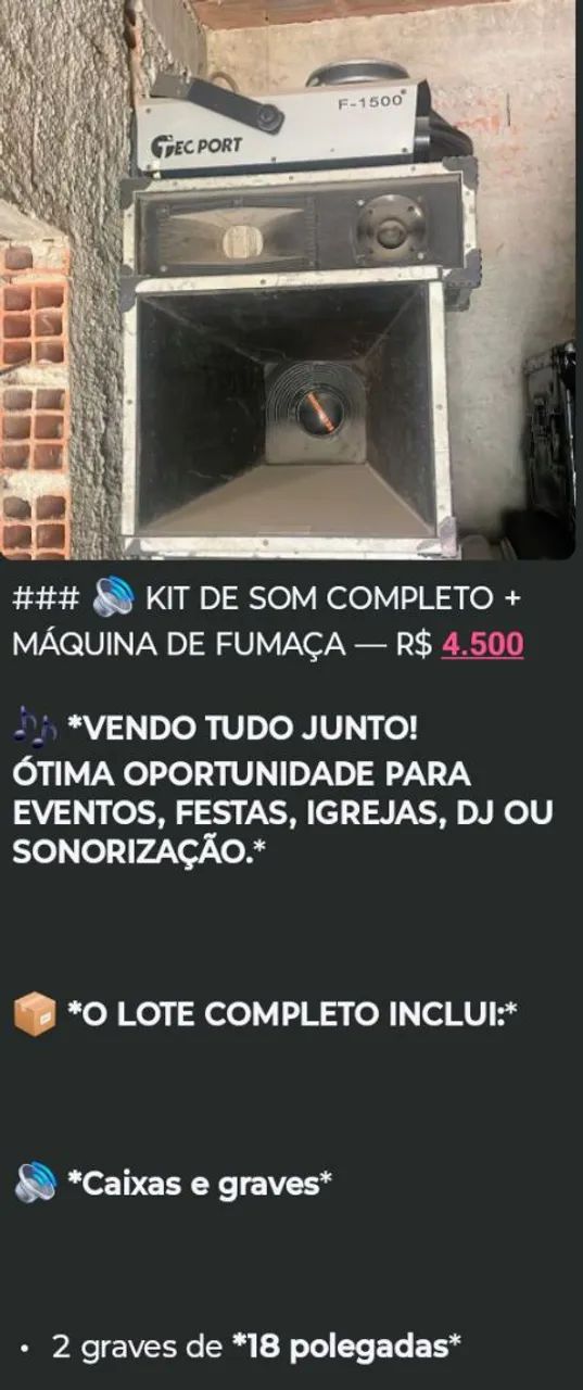 Vendo kit de som com máquina de fumaça completo
