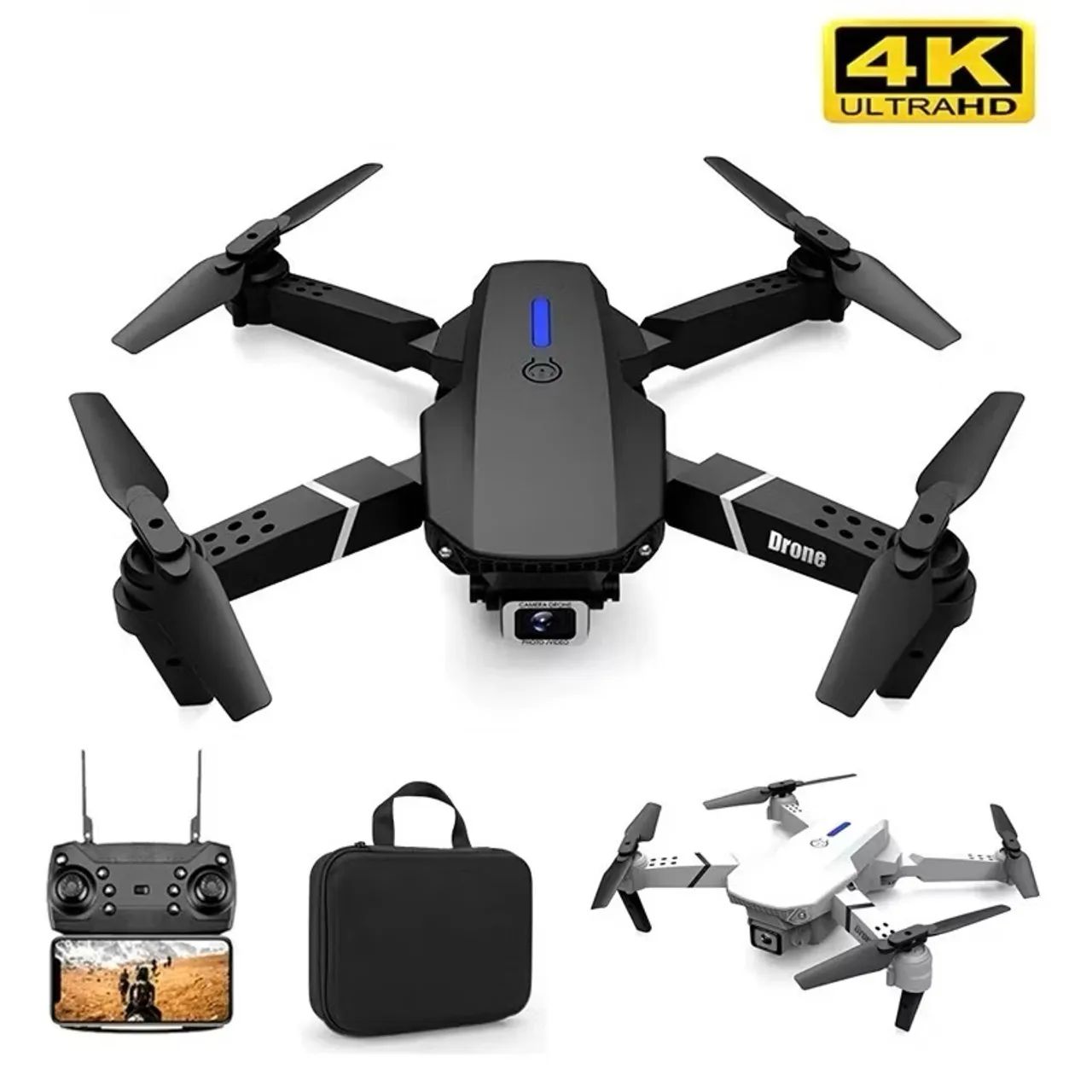 Drone E88 Dual Camera 4K Com 1 Bateria WI-FI PRETO NOVO - Foto 2