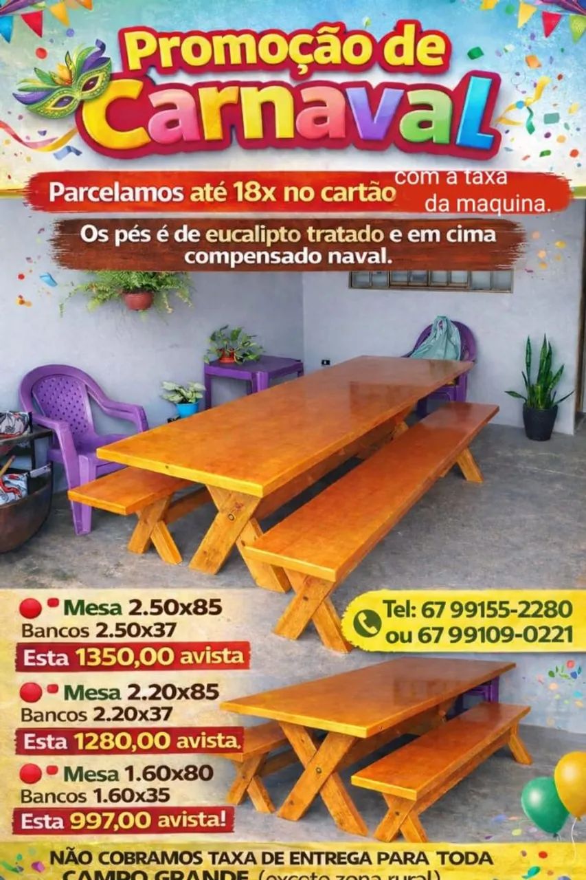 MESA COM BANCOS 