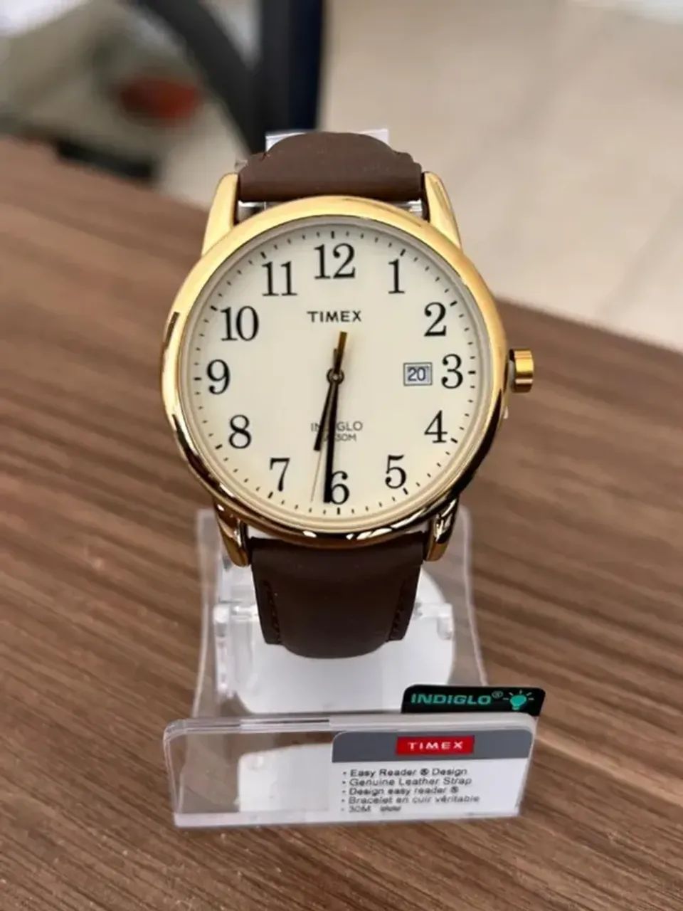 Timex Relógio Easy Reader com pulseira de couro de 38 mm  - Foto 4