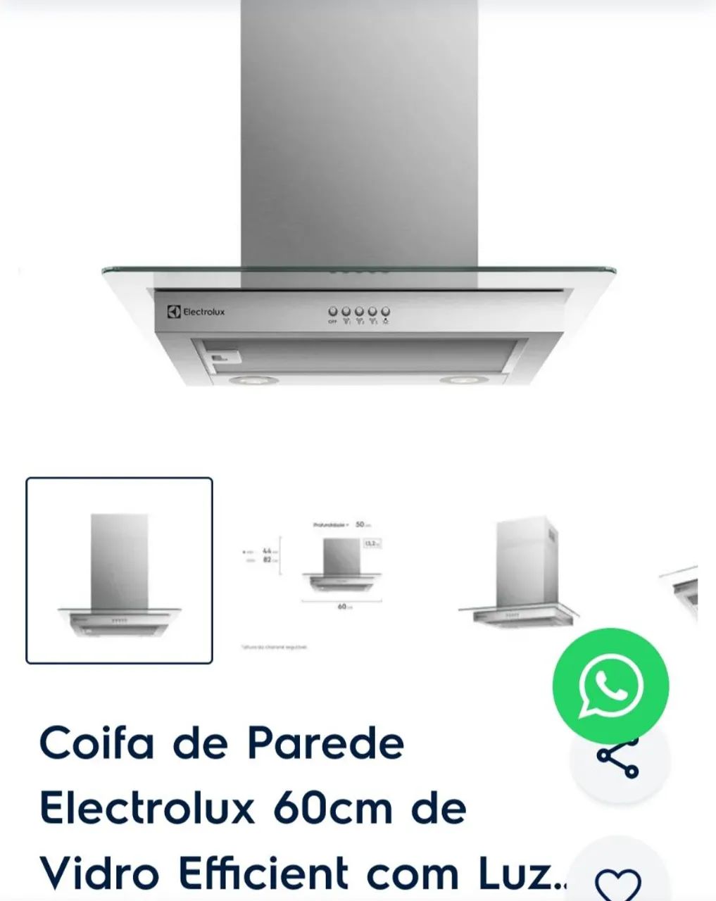 COIFA DE PAREDE ELECTROLUX 60 CM NA CAIXA 