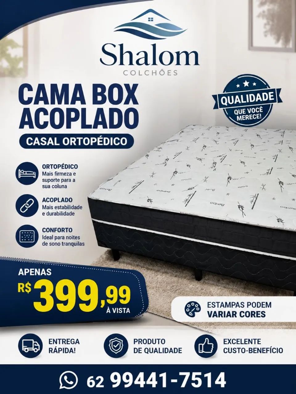 Cama box casal ortopédico 