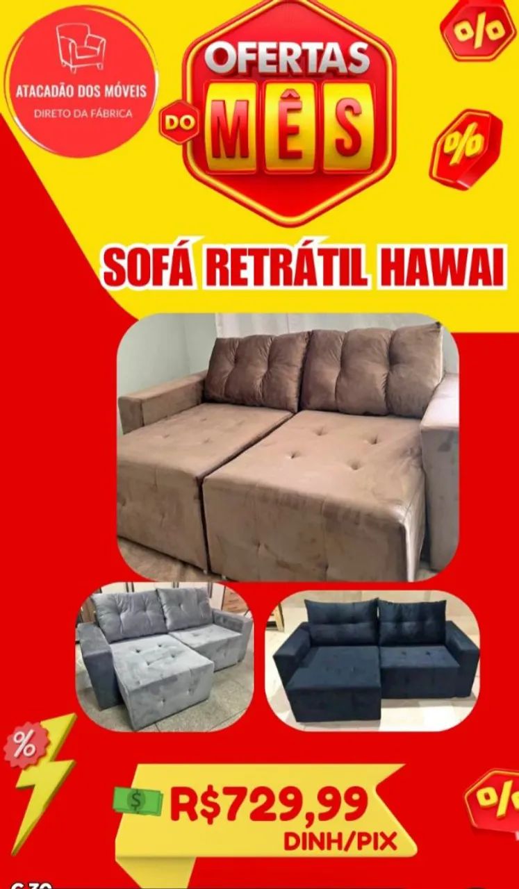 Sofa retratil com almofadas soltas 1,90 