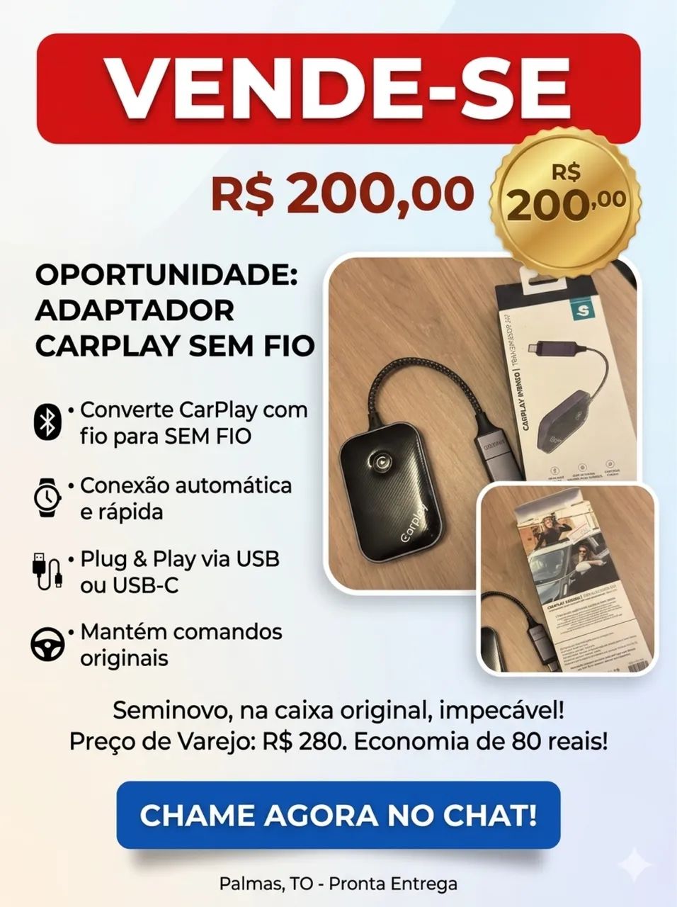 CarPlay Sem Fio Imenso IMS-247 (Conexão Wireless p/ Carro)