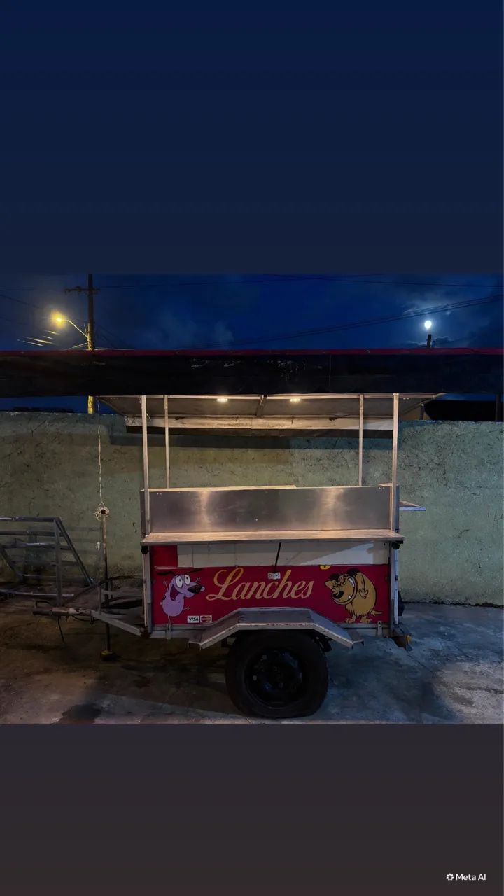 1. Carrinho de Lanche em Inox Tipo Reboque 
