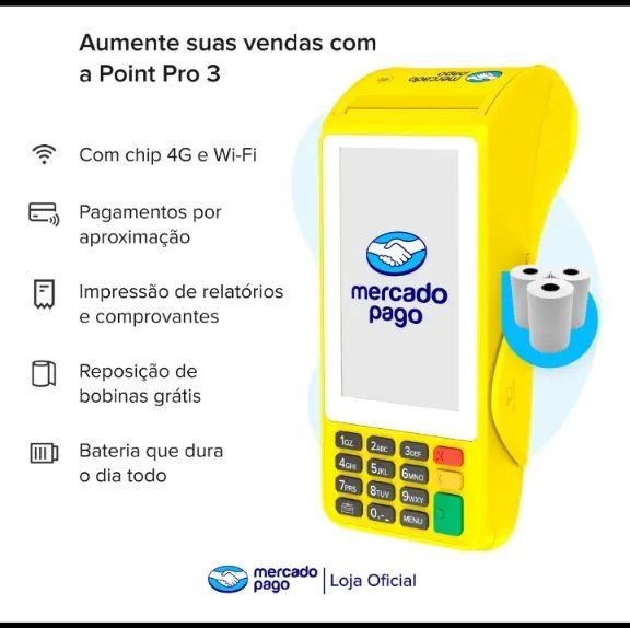Máquina de cartão Point Pro3 imprimi comprovantes retirar em Nilópolis 