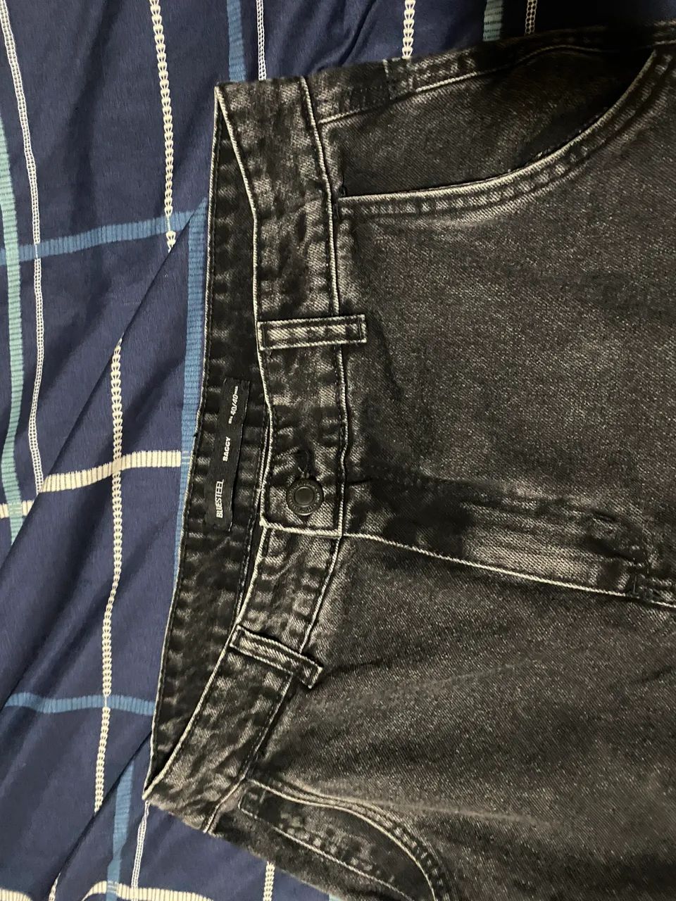 Calça baggy jeans preta  - Foto 4