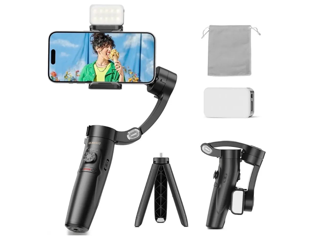 Gimbal AI Estabilizador 3 Eixos GURIGHT M2 para iPhone e Android - Foto 4