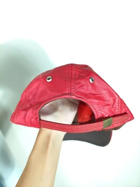 boné de couro legítimo vermelho  - Foto 5