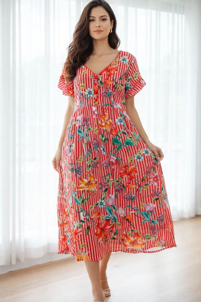 Vestido vermelho estampado  - Foto 2