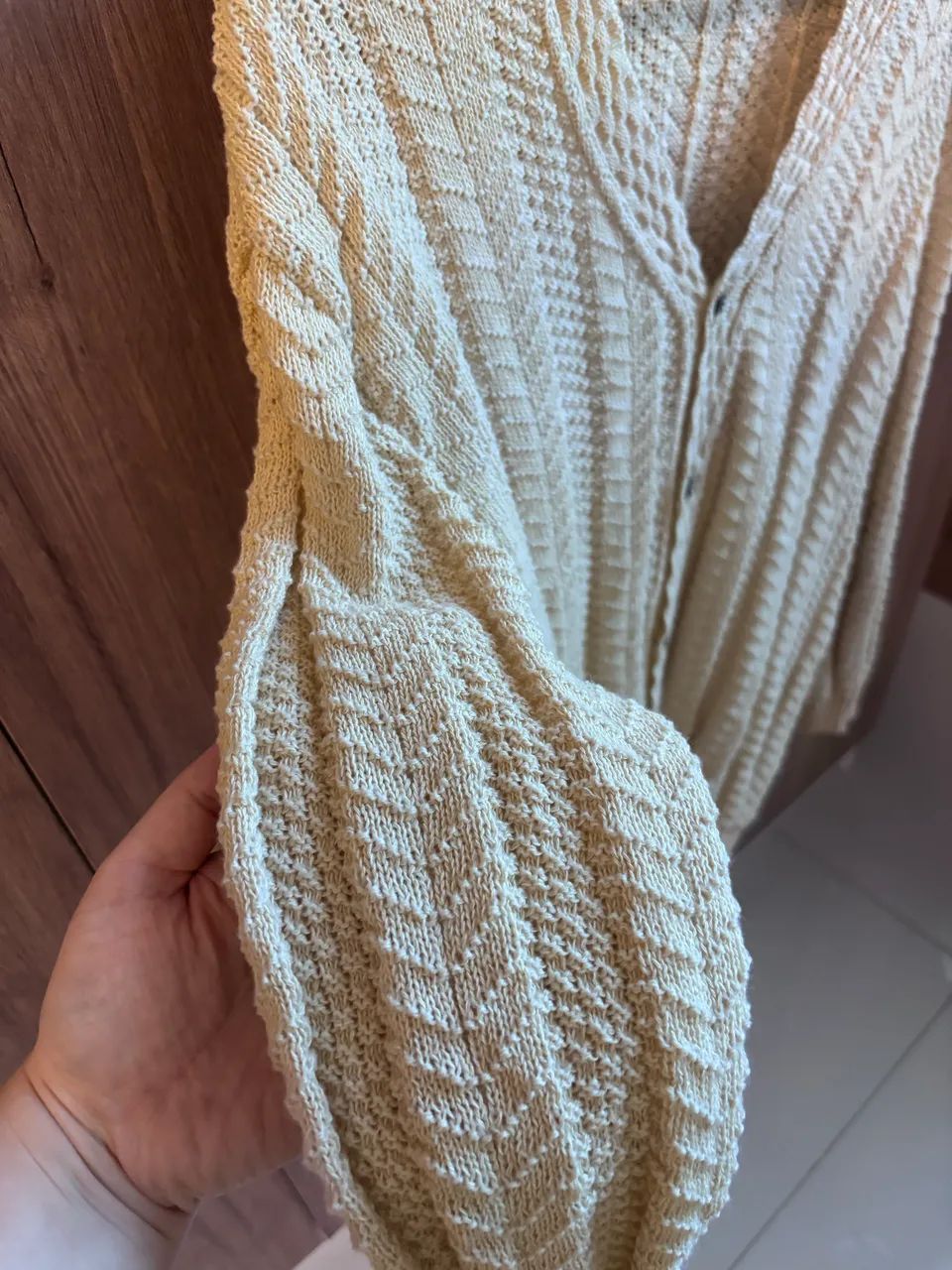 Casaco de tricot bege - Foto 2