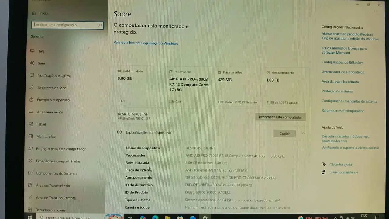 Computador desktop HP Hd 1tb ssd 128gb - Foto 5