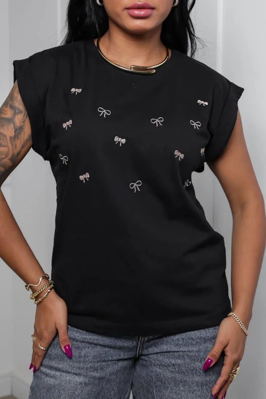 Blusa Manga Japonesa Bordada - Foto 2