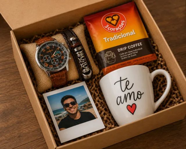 Kit Presente Aniversário Café e Relógio