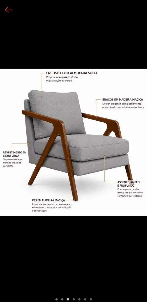 ELEGANTE POLTRONA NOVA SALA/ESCRITÓRIO  - Foto 2