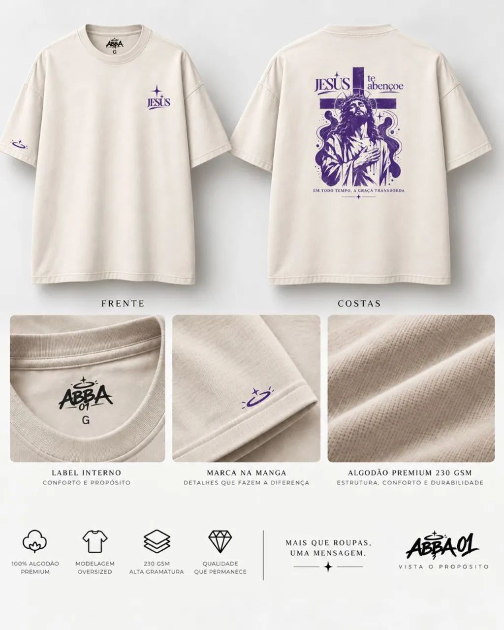 Camiseta  cristã Oversized Jesus te abençoe  - Foto 4