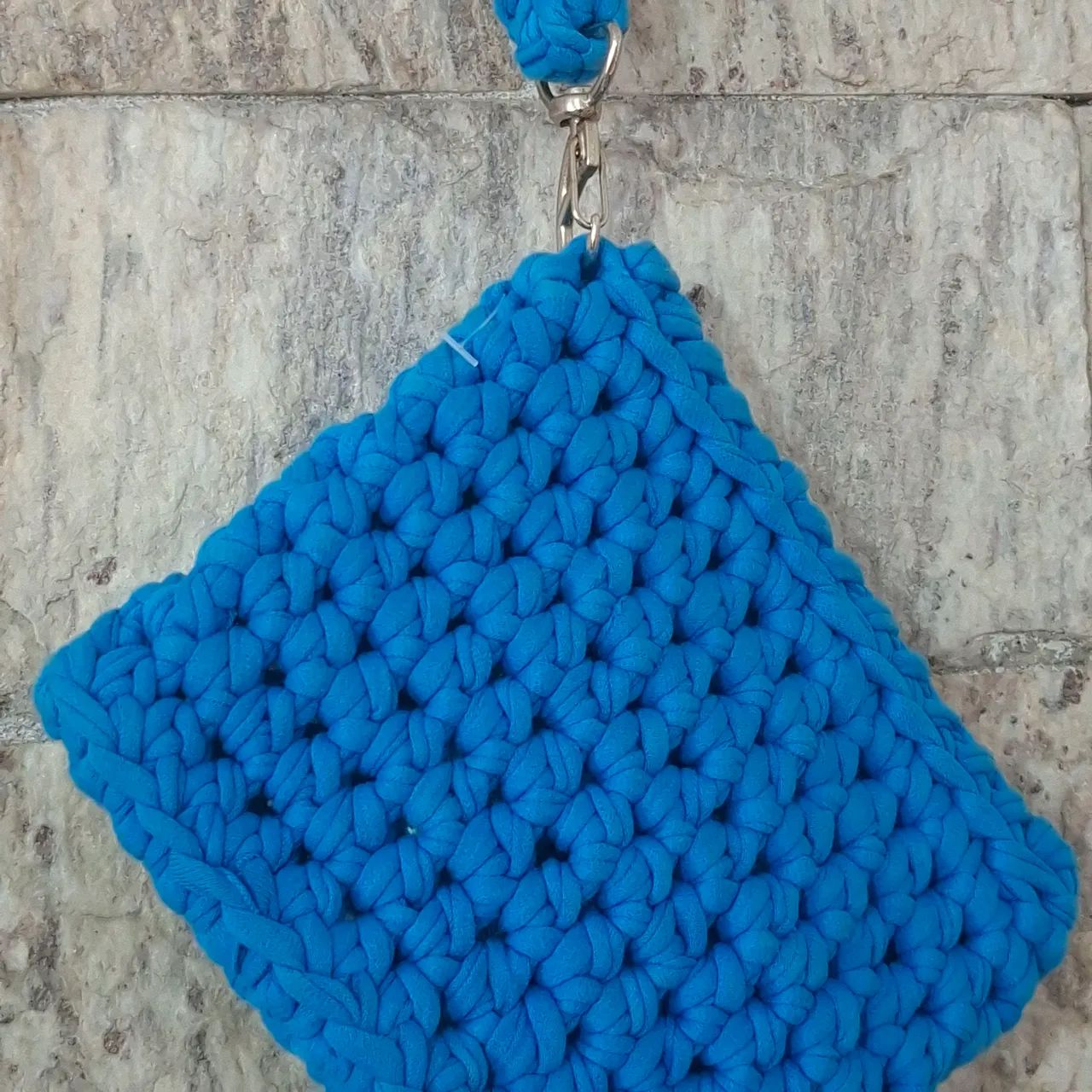 Bolsa Macramé Crochê Azul + Brinde  - Foto 3