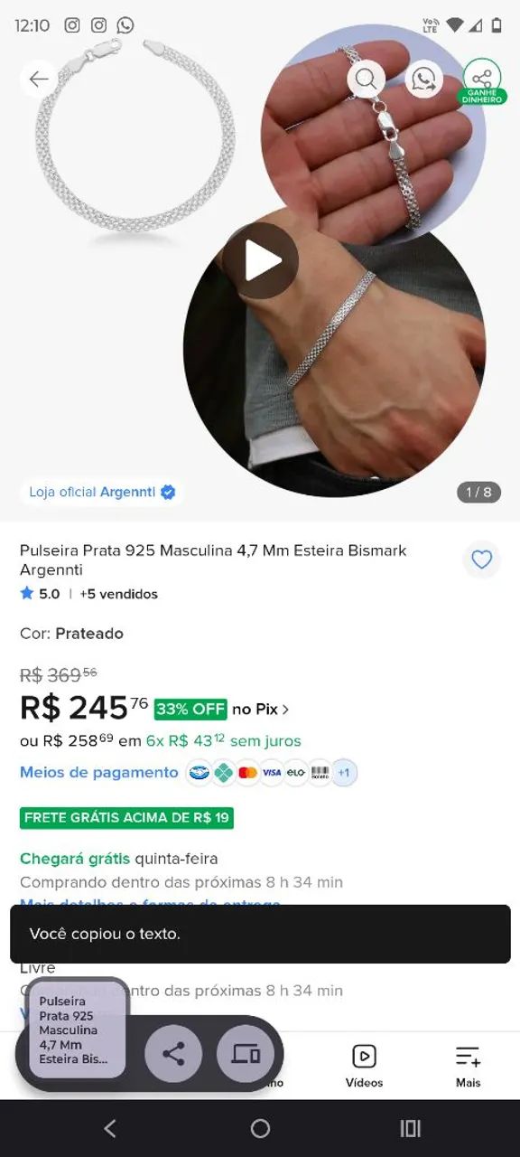 Pulseira Prata 925 Oferta - Foto 3