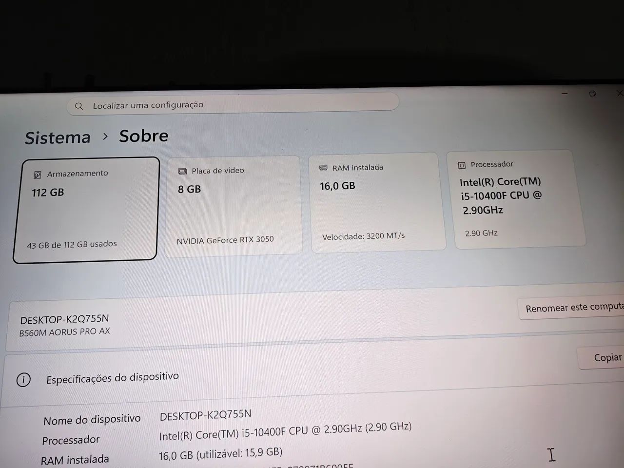 PC GAMER RTX 3050 + i5 10400f - Foto 3