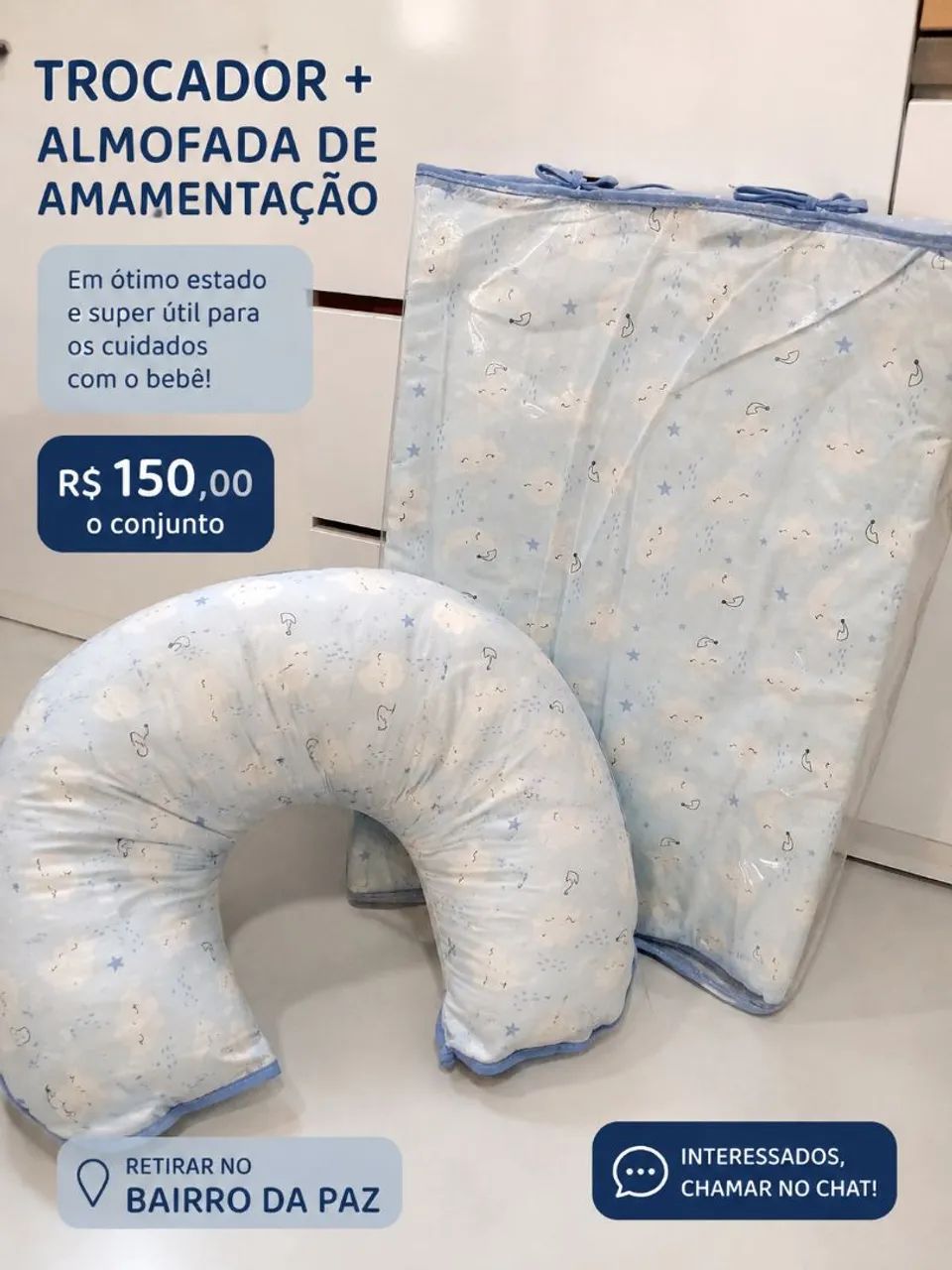 Kit trocador + almofada de amamentação 