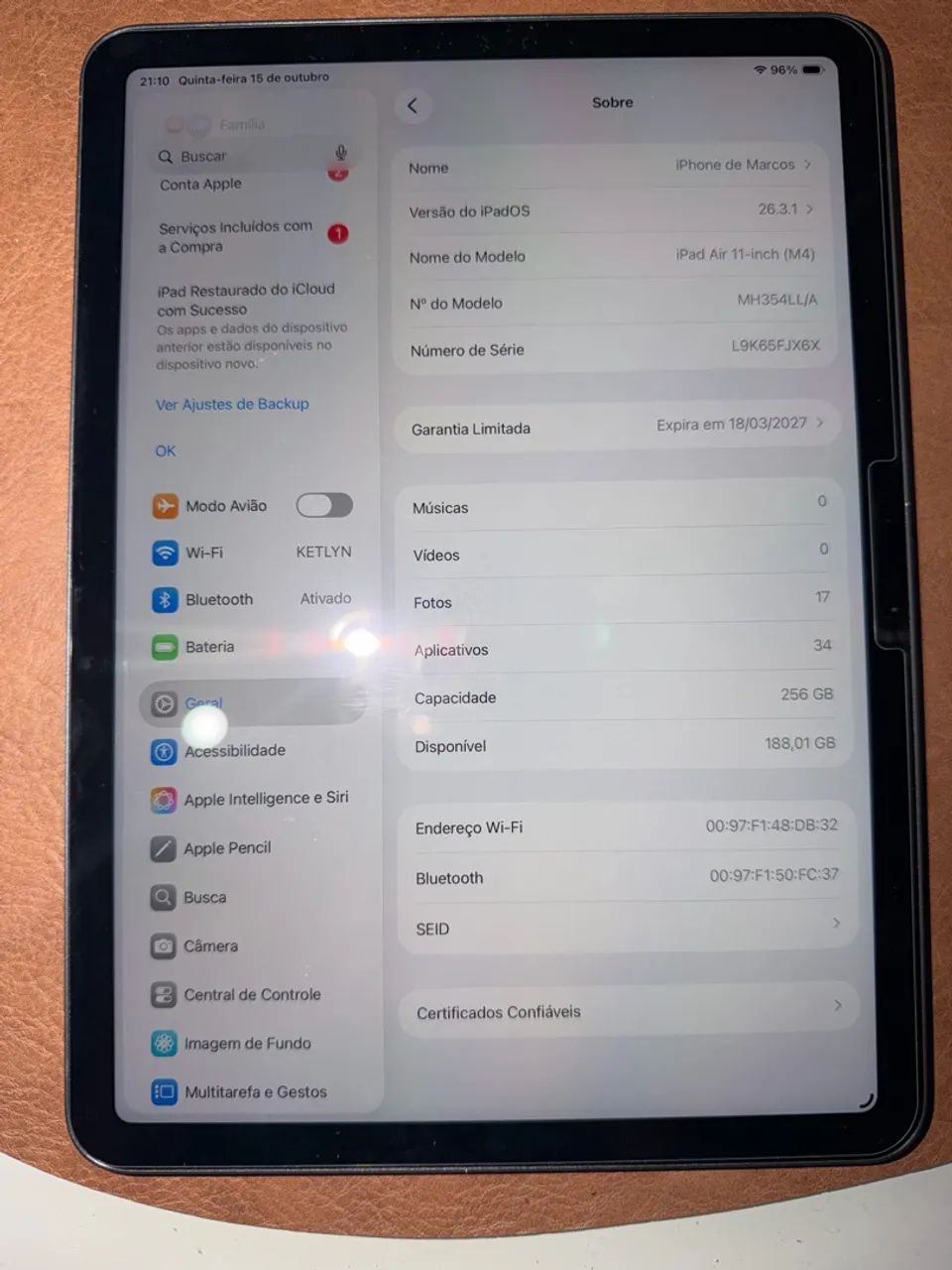 Ipad air 11 com 256g chip m4 silver - Foto 4