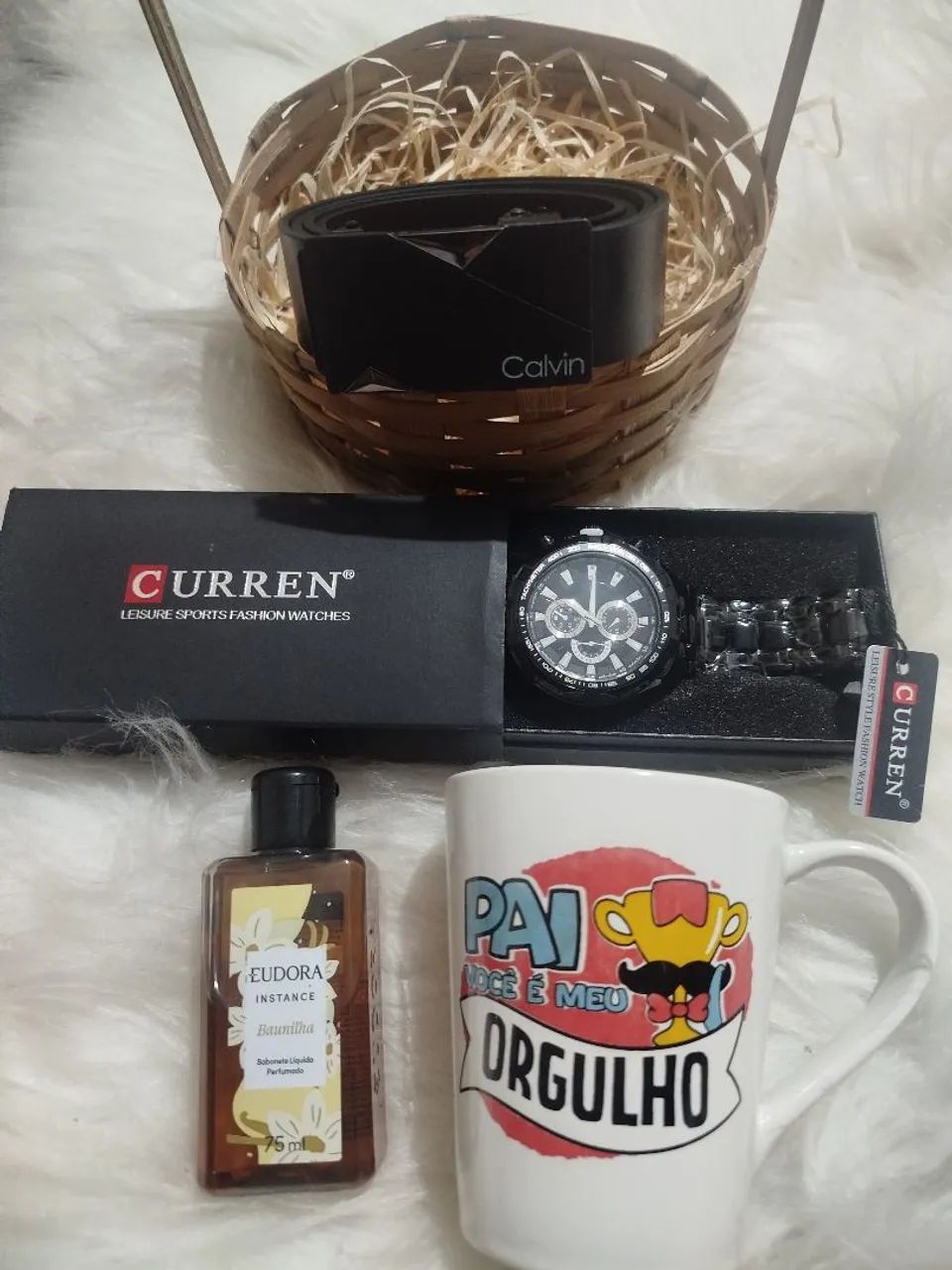 Kit completo Dia dos Pais , Presente para dia dos pais - cinto ,Relógio, sabonete e caneca