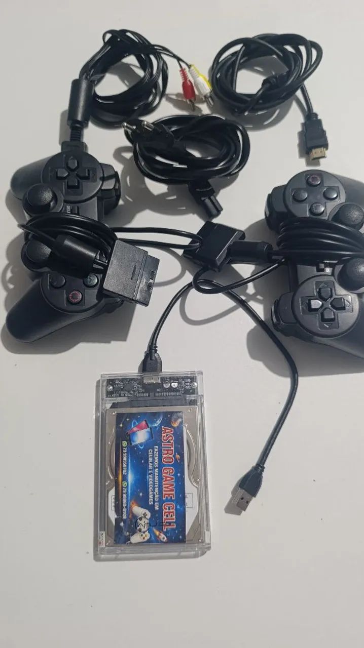 Dois controles de PS2 e cabo HDMI  - Foto 3