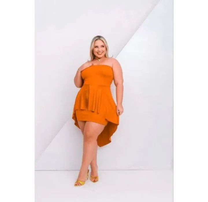 Vestido plus size laranja 
