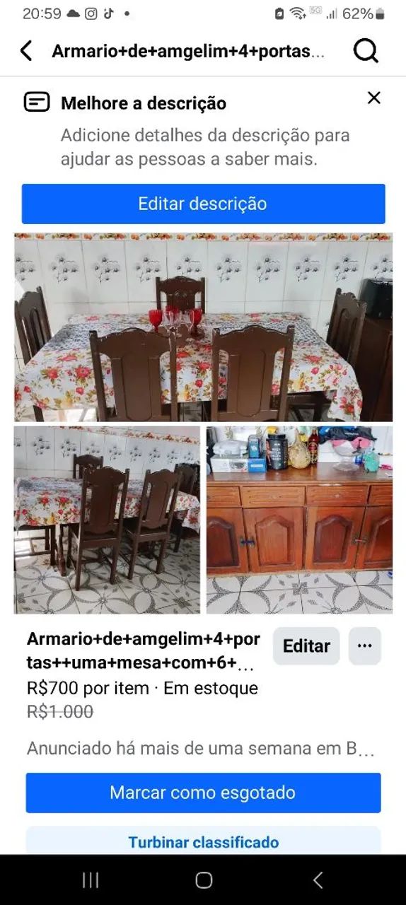 Mesa com 6 cadeiras de angelim - Foto 2